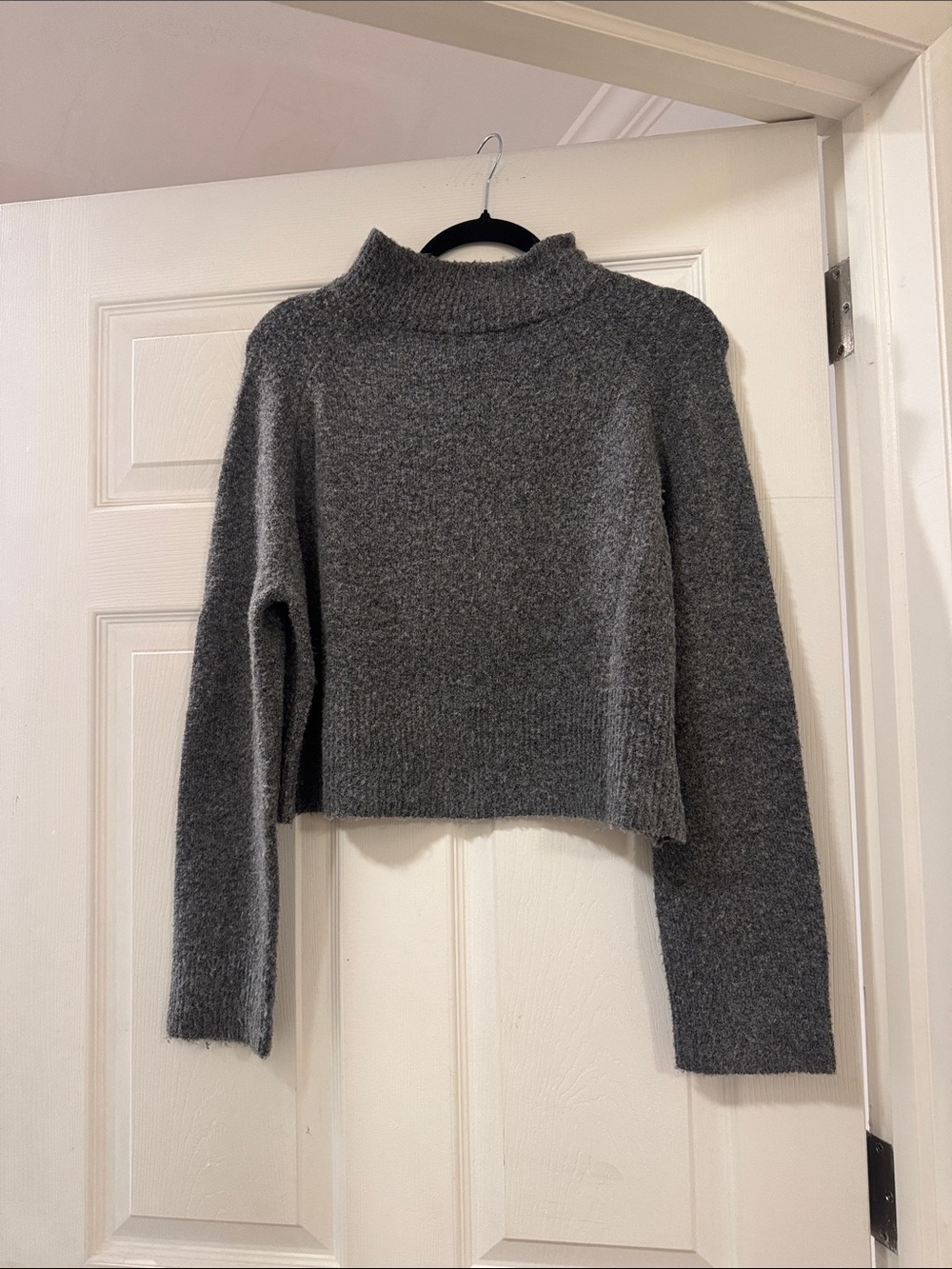 John + Jenn Charcoal Cropped Mock Neck Sweater